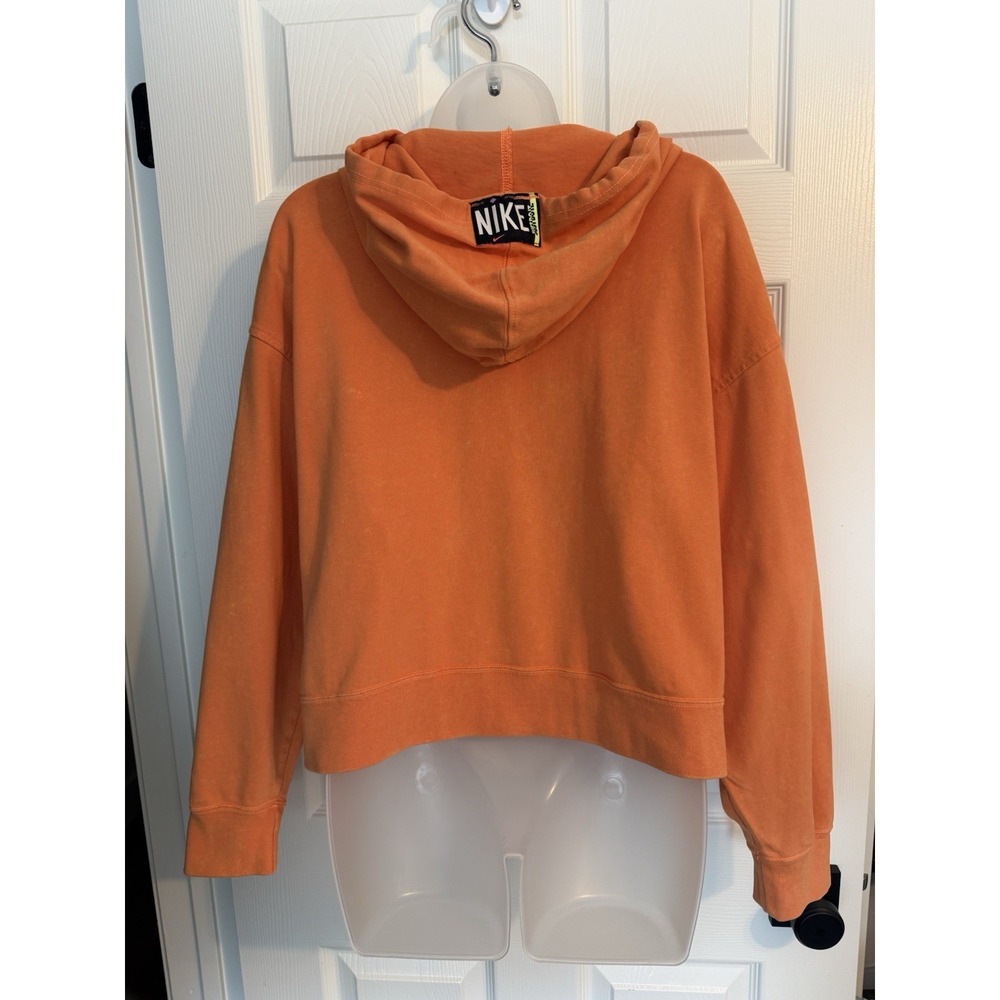 Y2K Nike Womens Atomic Orange Black Swoosh 80s Acid Wash Hooded  Sweatshirt Sz S - Picture 5 of 12